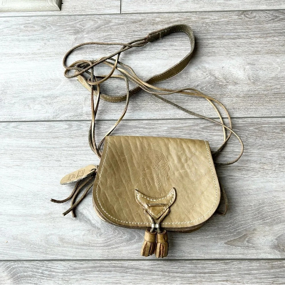 Vintage OTTO Full Leather Tribal Satchel Crossbody Bag - Picture 8 of 16